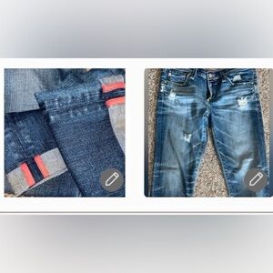 AG “RARE” pink accent Silt roll-up distressed cigarette leg jeans sz 27
